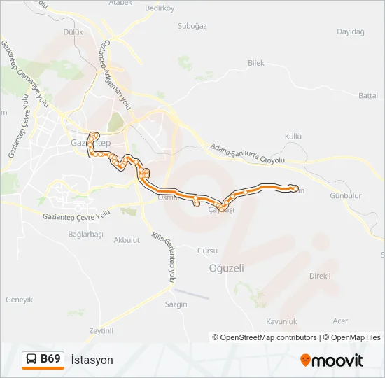 B69 Bus Line Map