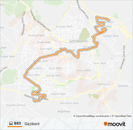 B80 Bus Line Map