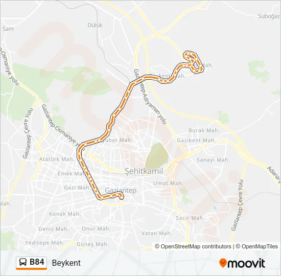 B84 Bus Line Map