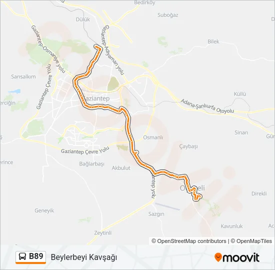 B89 Bus Line Map
