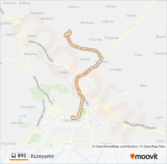 B92 Bus Line Map
