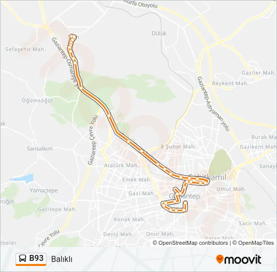 B93 Bus Line Map
