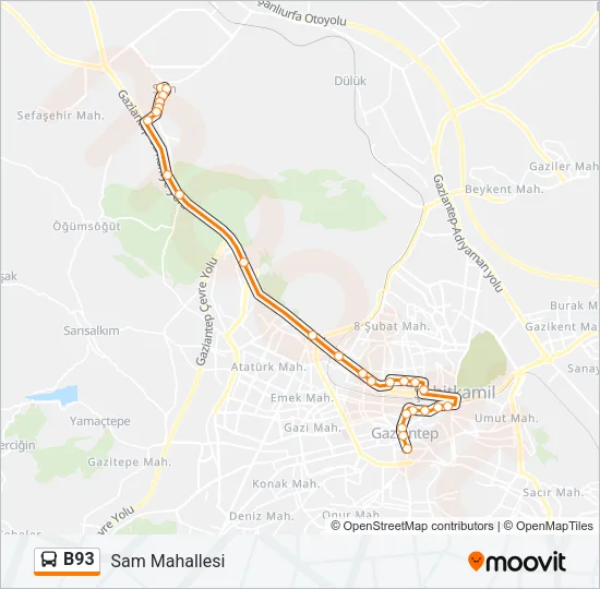 B93 Bus Line Map