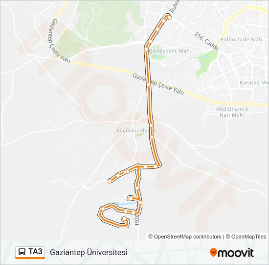 TA3 Bus Line Map