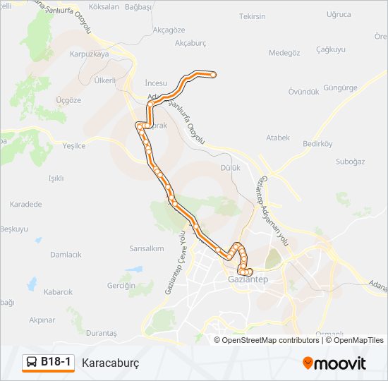 B18-1 bus Line Map