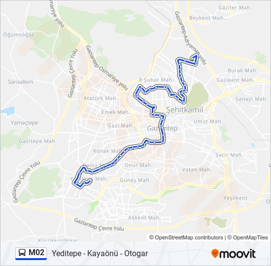 M02 bus Line Map