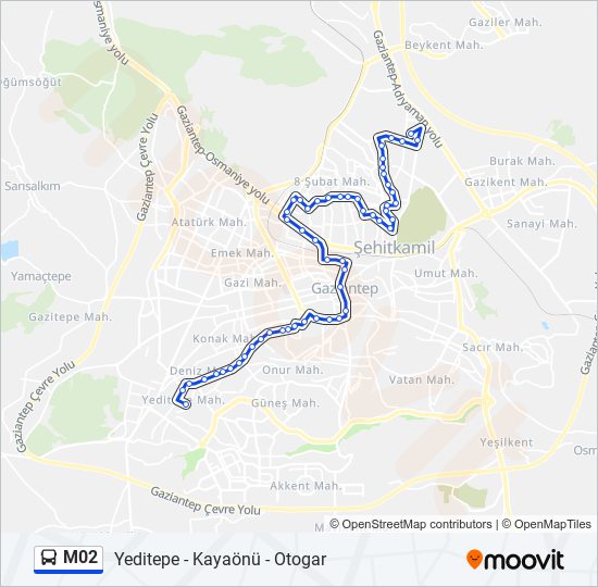 M02 bus Line Map