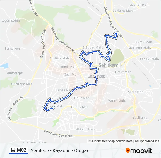 M02 Bus Line Map