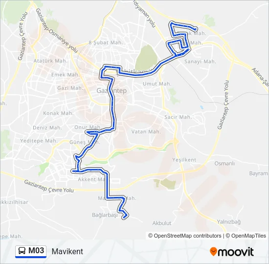 M03 Bus Line Map