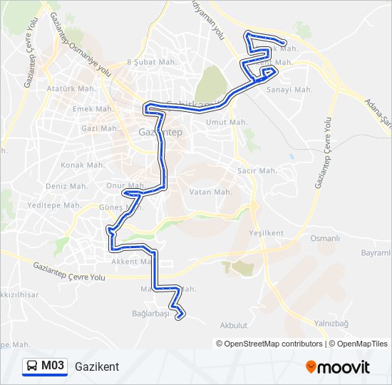 M03 bus Line Map