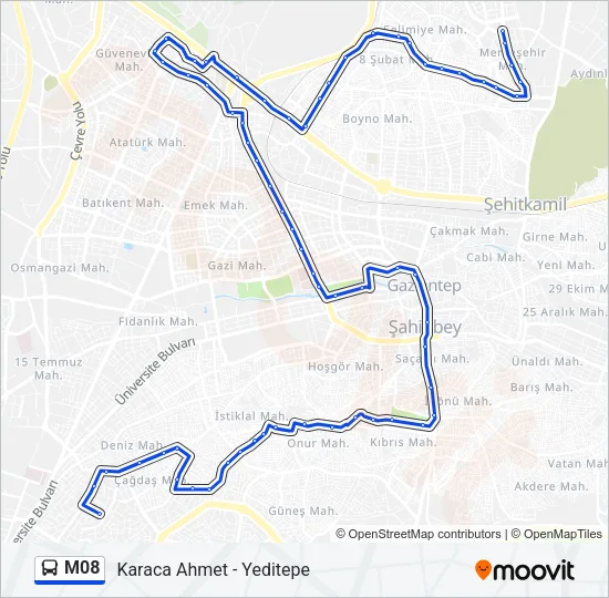 M08 Bus Line Map