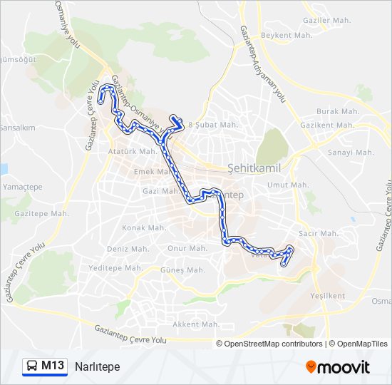 M13 bus Line Map