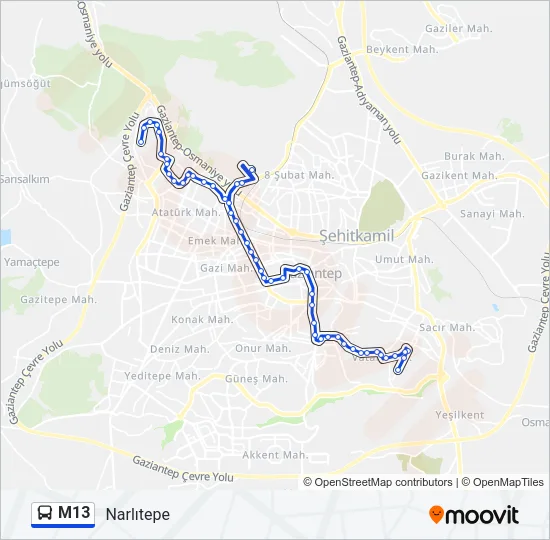 M13 Bus Line Map