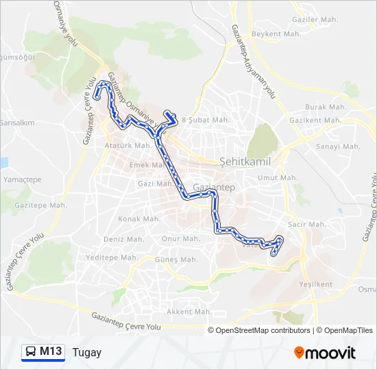 M13 Bus Line Map