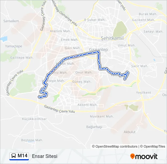 M14 Bus Line Map