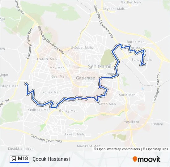 M18 Bus Line Map