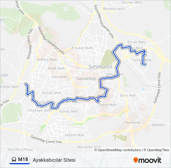 M18 Bus Line Map