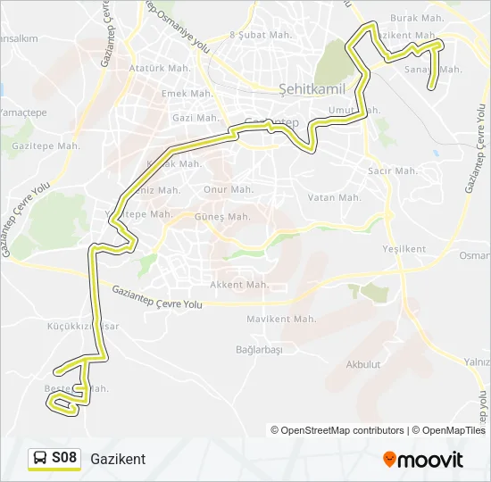 S08 Bus Line Map