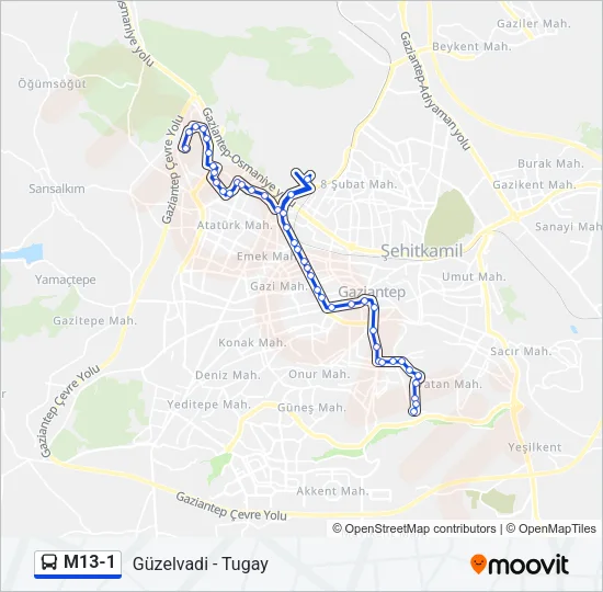M13-1 Bus Line Map