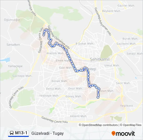 M13-1 Bus Line Map