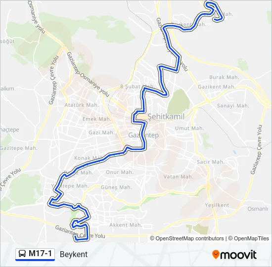 M17-1 Bus Line Map