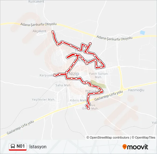 N01 Bus Line Map