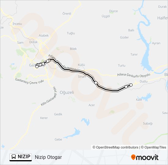 NIZIP otobüs Hattı Haritası