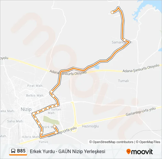 B85 Bus Line Map