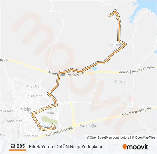 B85 Bus Line Map