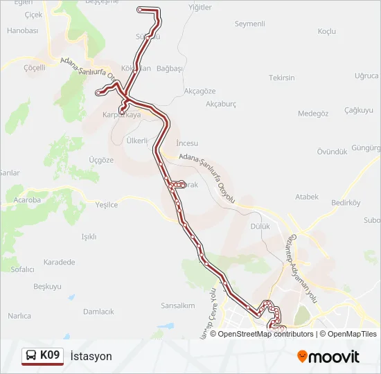 K09 Bus Line Map