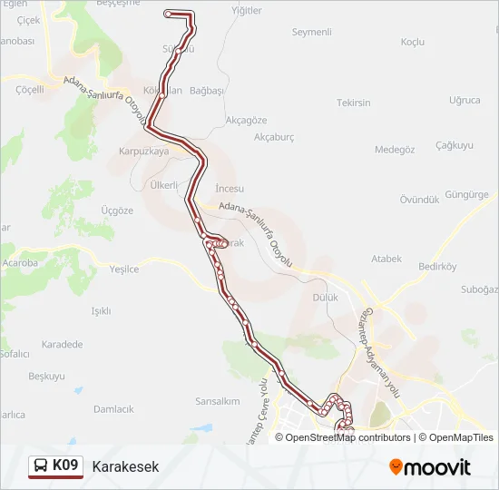 K09 Bus Line Map