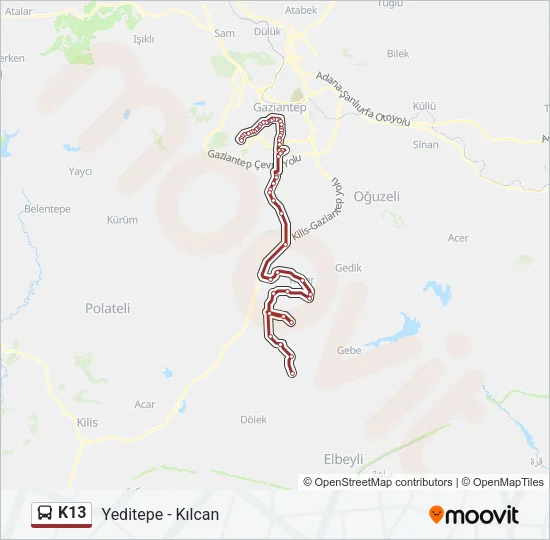 K13 Bus Line Map