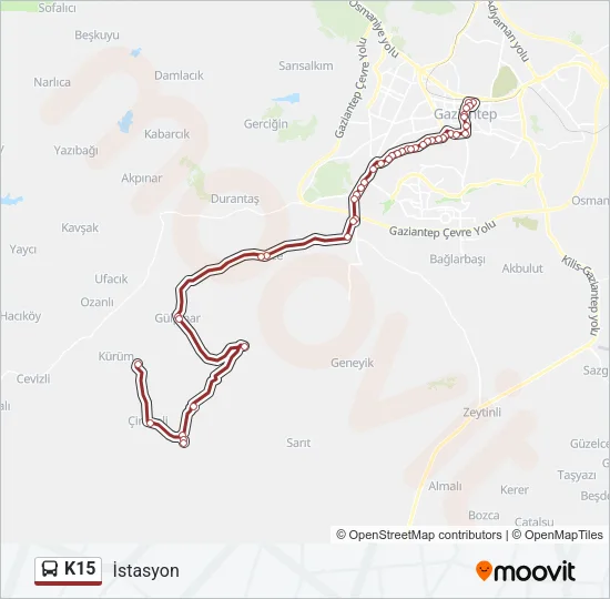 K15 Bus Line Map