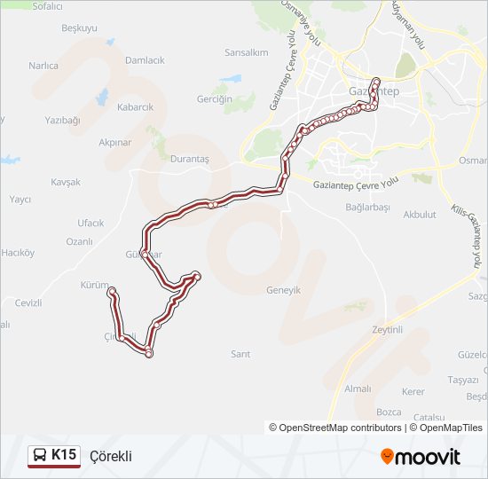 K15 bus Line Map