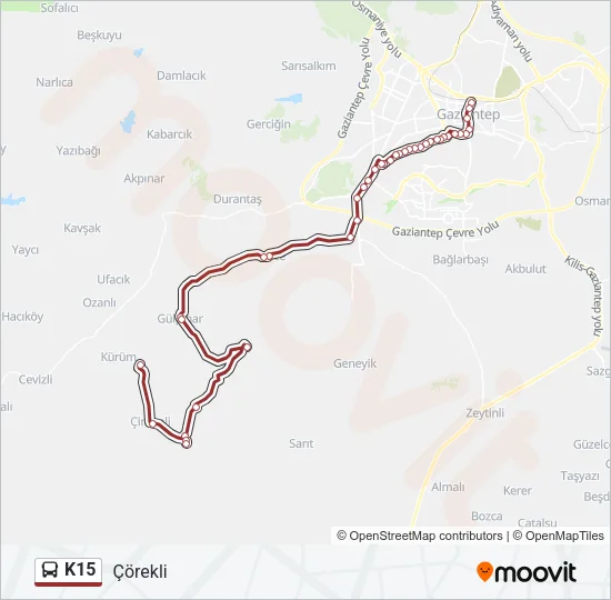 K15 Bus Line Map