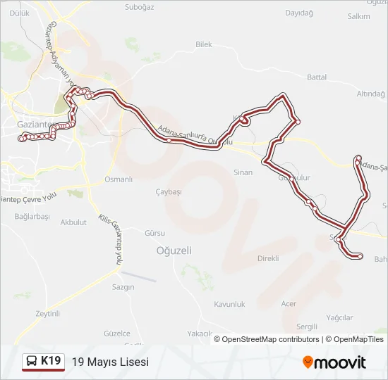 K19 Bus Line Map