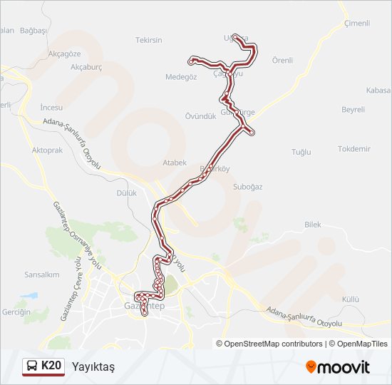 K20 bus Line Map