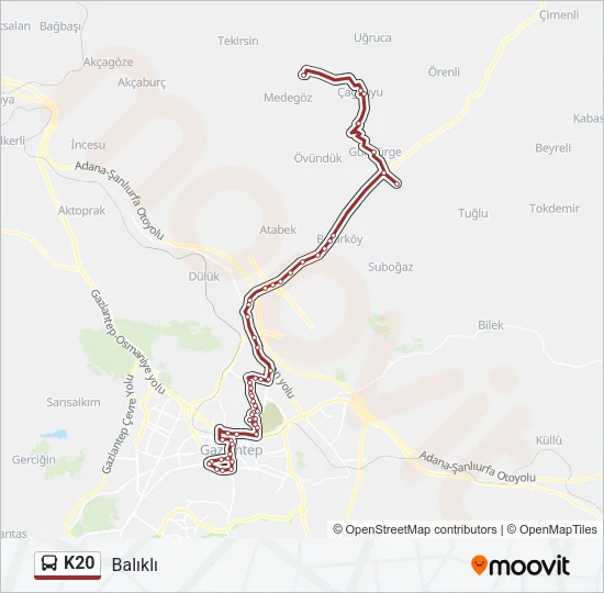 K20 Bus Line Map