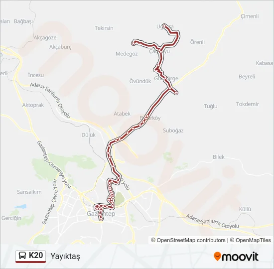 K20 Bus Line Map