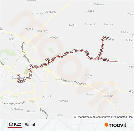 K22 Bus Line Map