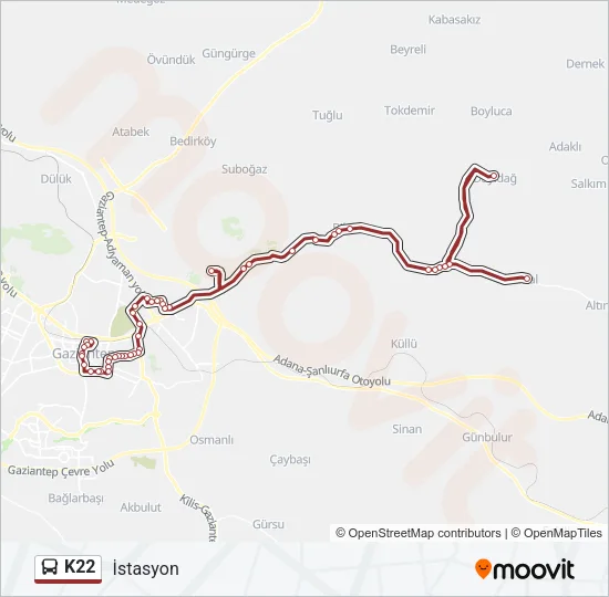 K22 Bus Line Map