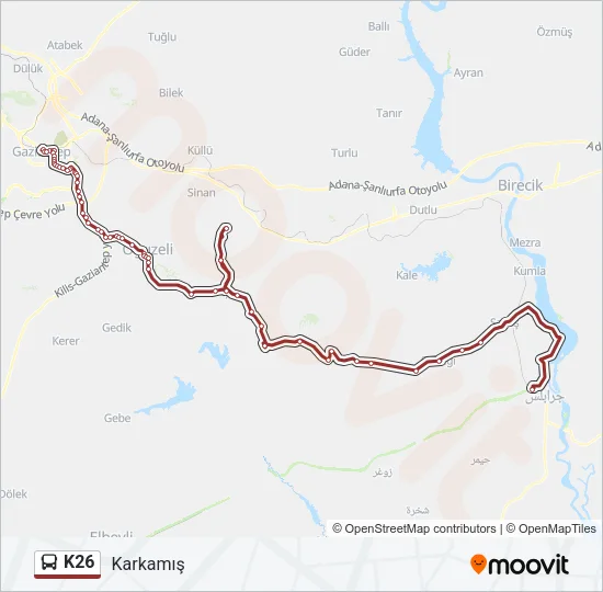 K26 Bus Line Map