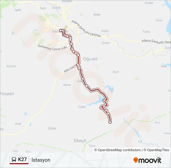 K27 Bus Line Map