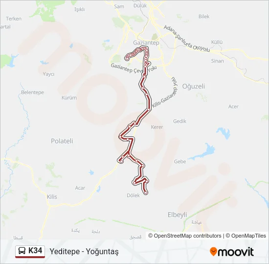 K34 Bus Line Map