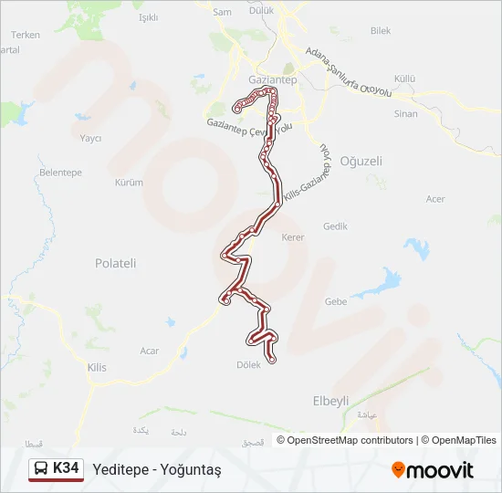 K34 Bus Line Map