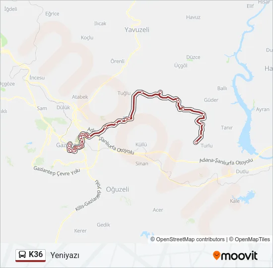 K36 Bus Line Map