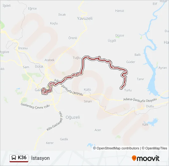 K36 Bus Line Map