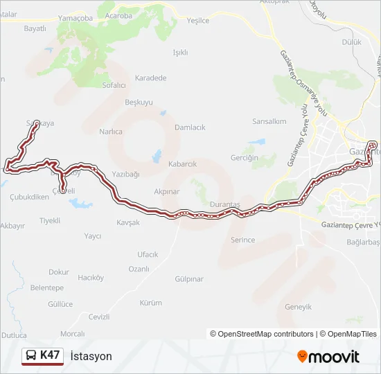 K47 Bus Line Map