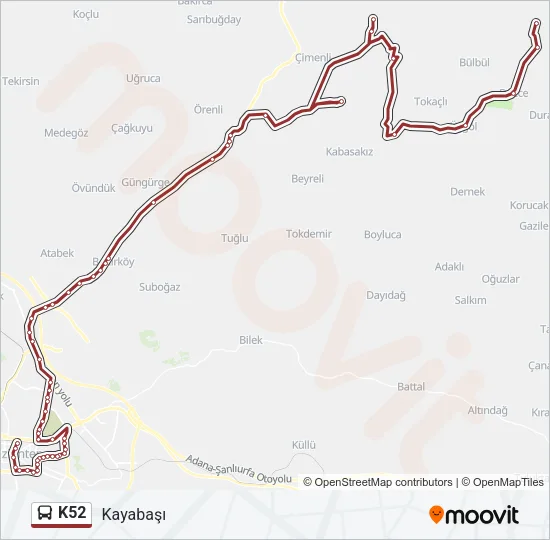 K52 Bus Line Map