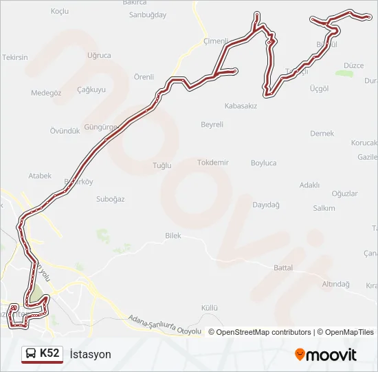 K52 Bus Line Map